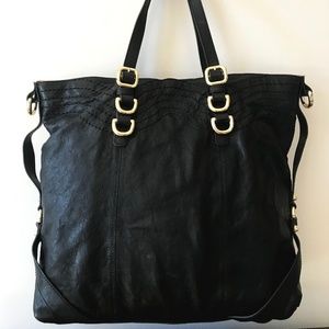 Soft Leather Tote with Gold Hardware